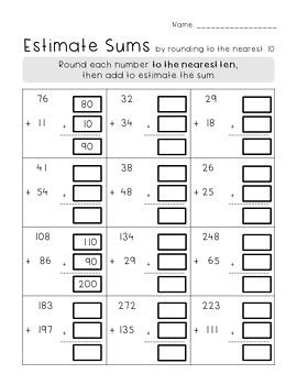 Estimating Sums & Differences Worksheets by Brianne Dekker | TpT