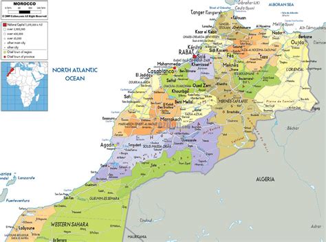 Large political and administrative map of Morocco with roads, cities ...