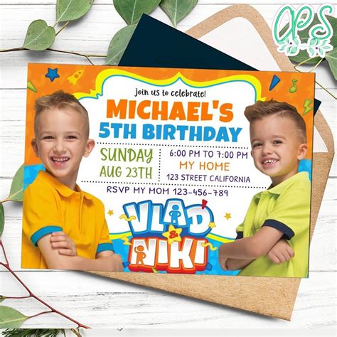 Vlad and niki Birthday Invitation Customizable Template DIY | CustomPartyShirts Studio