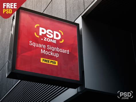 Square Sign Board Mockup PSD - PSD Zone