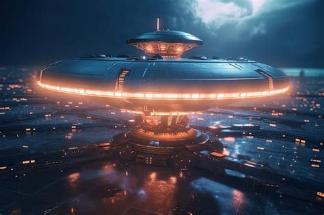 Premium AI Image | Futuristic UFO flying saucer