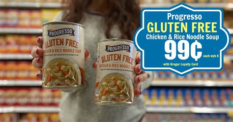 Progresso Gluten Free Rice & Noodle Soup ONLY $0.99 each wyb 8 at Kroger (with loyalty card ...