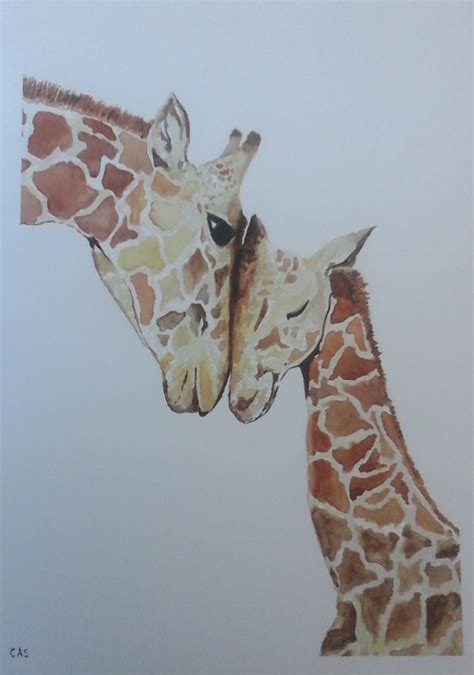 Giraffe Mother and Baby (Original Painting) - Carolyn Watson