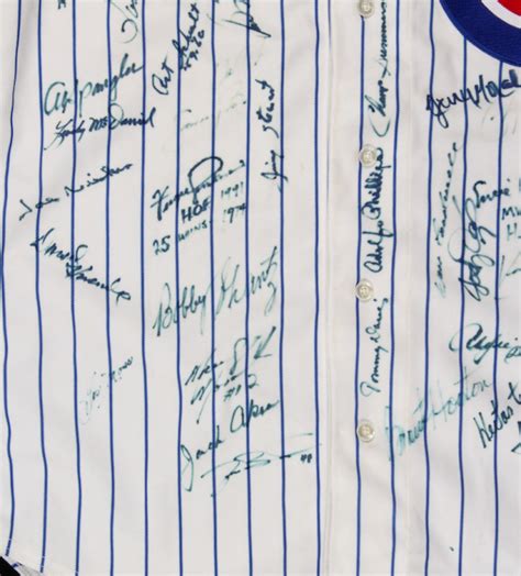 Chicago Cubs Hall of Famers & Stars Jersey Signed by (42) with Ernie ...