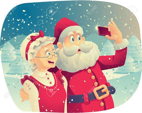 Santa Claus and Mrs. Claus Taking a Photo Together Stock Vector - 48284421 | Kids artwork, Santa ...