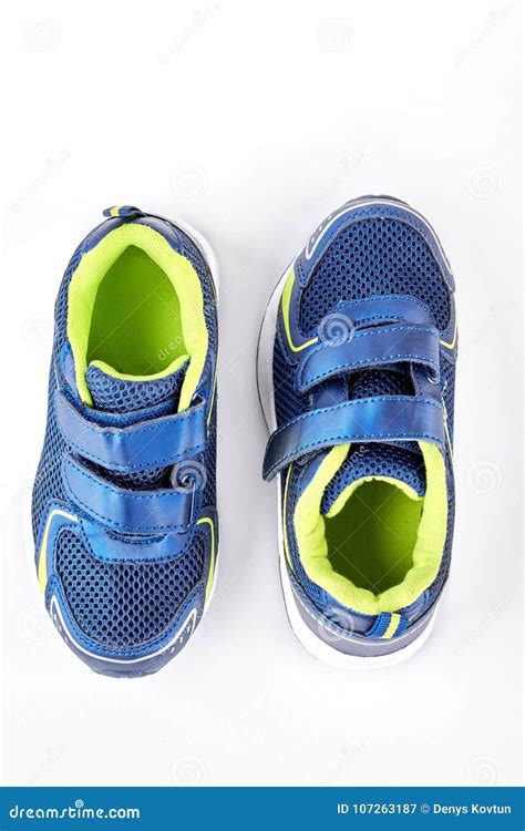 Blue Running Shoes, Top View. Stock Image - Image of jogging, casual ...