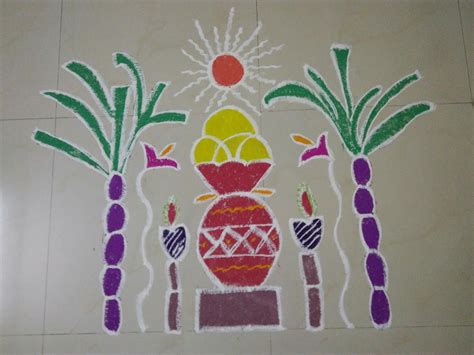 How To Draw Pongal Kolam With Dots They also thank their cattles for ...