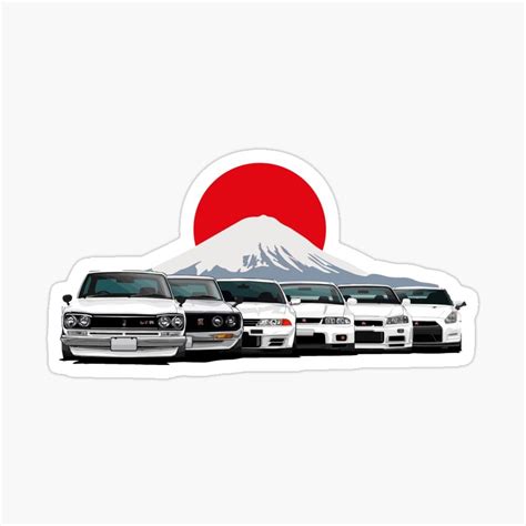 'Nissan GTR Generations' Glossy Sticker by FromThe8Tees in 2020 | Nissan gtr, Gtr, Nissan