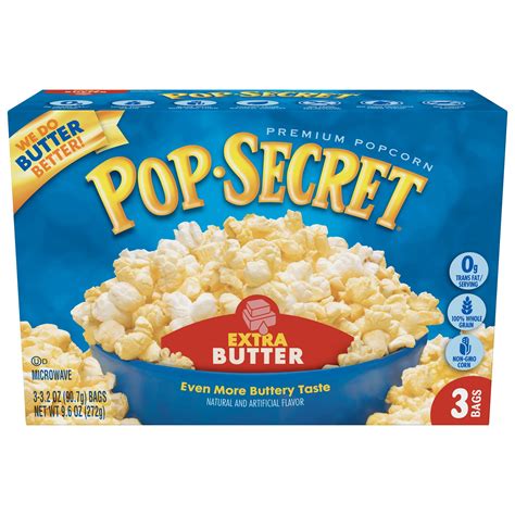 Pop Secret Microwave Popcorn, Extra Butter, 3.2 Oz, 3 Ct - Walmart.com