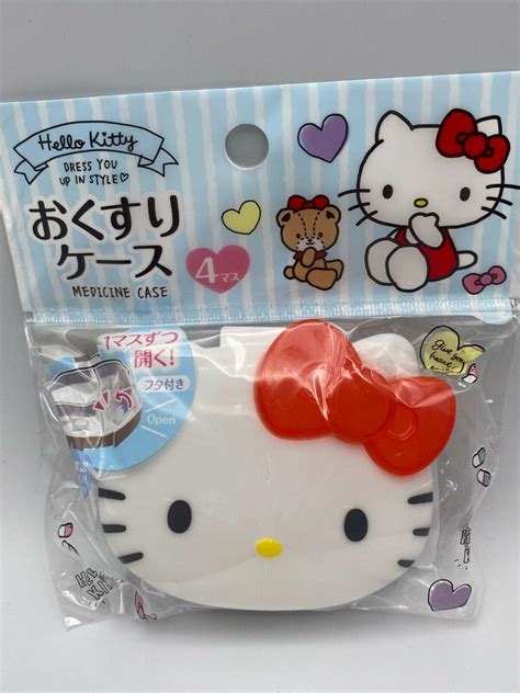 *New* Daiso Sanrio Hello Kitty Medicine Makeup 4 Compartment Case | #4114053126