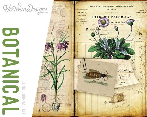 Botanical Junk Journal Kit, Printable Journal Kit, DIY Kit, Herbs ...