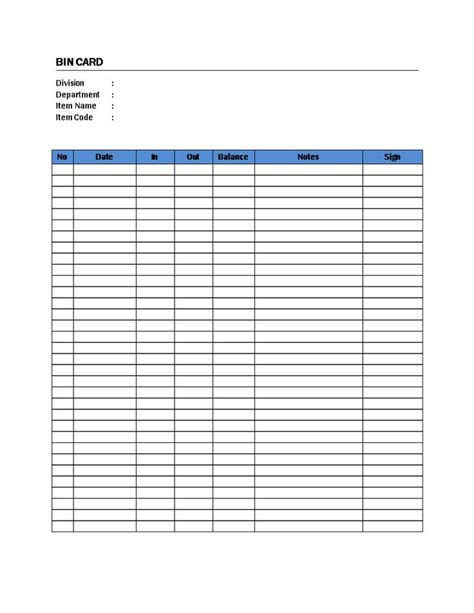 BIN Card - Are you managing a warehouse and like to implement Stock Bin Cards? Download this BIN ...