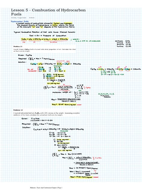 Lesson 5 - Combustion of Hydrocarbon Fuels | PDF