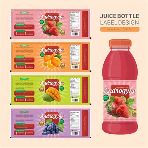 Diseño de la etiqueta de la botella de jugo Vector Premium | Bottle label design, Food packaging ...