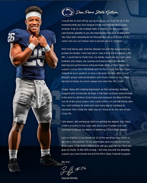 Farewell, says Penn State great Saquon Barkley - Happy Valley Insider