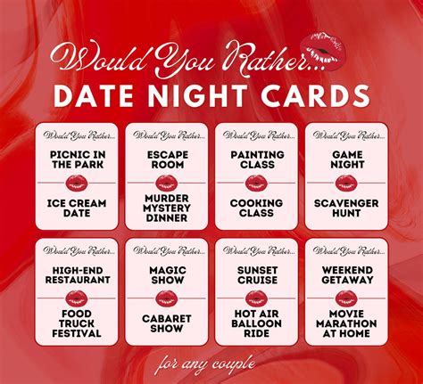 50 Would You Rather Date Night Card Game Fun Game for Couples on Date ...