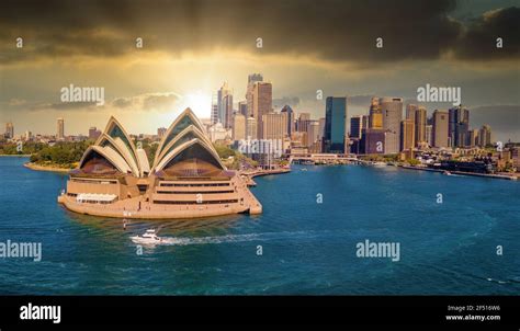 Landscape aerial view of Sydney Opera house around the harbour Stock ...