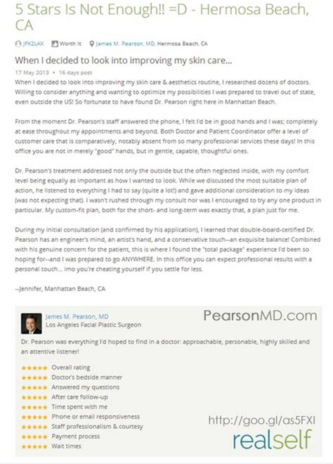 Reviews - Testimonials - Dr. James Pearson Facial Plastic Surgery