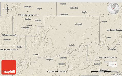 Shaded Relief 3D Map of McIntosh County