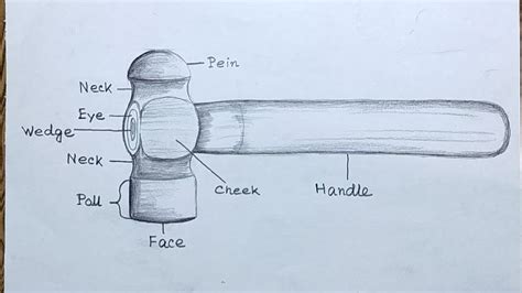 How to draw ball peen hammer I ITI diagram/ Ball peen hammer drawing ...