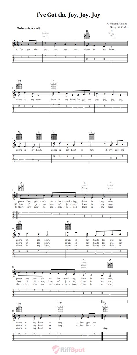 I've Got the Joy, Joy, Joy - Easy Guitar Sheet Music and Tab with Chords and Lyrics