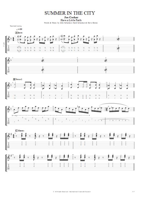 Summer In The City Tab by Joe Cocker (Guitar Pro) - Guitars, Bass & Backing Track | mySongBook