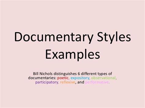 Documentary styles examples | Documentaries, Style, Example