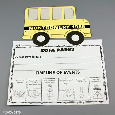 Rosa Parks Craft And Writing Activity with PRINTABLE - Non-Toy Gifts