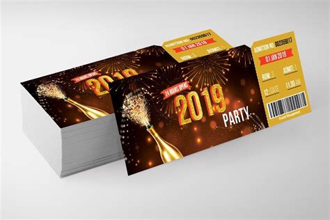 Ad: New Year Party Ticket Templates by Psd Templates on @creativemarket. Easy to customize fully ...