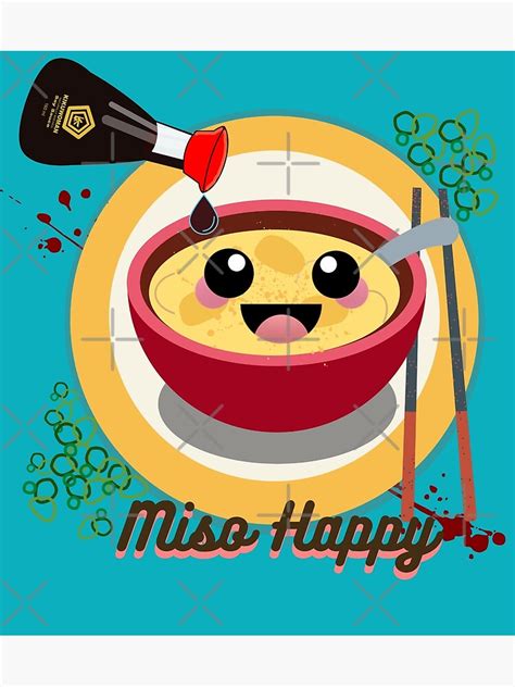 "Miso Happy Tshirt Japanese Character Anime Cute Funny Kawaii Graphic Cartoony Design for ...