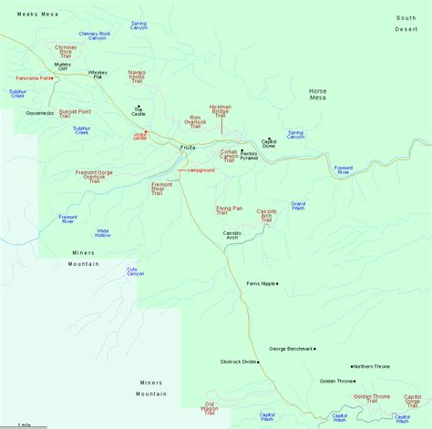 Hiking Map for Capitol Reef National Park, Utah