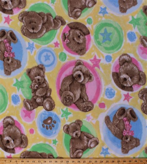 Fleece Boyd's Bears Teddy Bears Circles Stars on Yellow Kids Baby ...