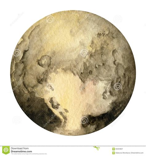 Solar System Planets - Pluto. Watercolor Illustration. Stock Illustration - Illustration of ...