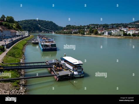 Cruise ships On Danube River In The City Of Linz In Austria Stock Photo - Alamy