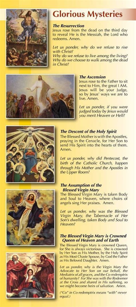 The Glorious Mysteries Catholic Prayers, Praying The Rosary Catholic, Catholic Beliefs, Holy ...