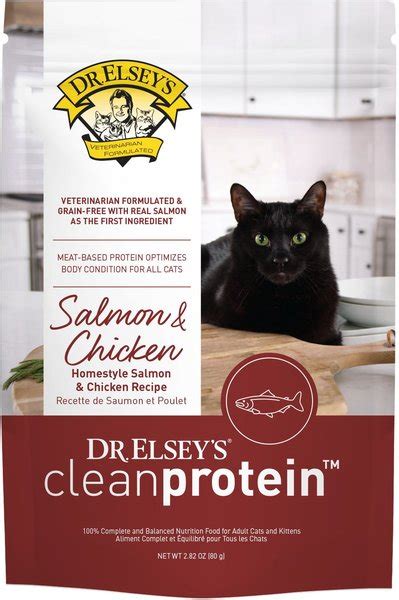 DR. ELSEY'S cleanprotein Homestyle Salmon & Chicken Wet Cat Food, 2.82-oz pouch, 12 count ...