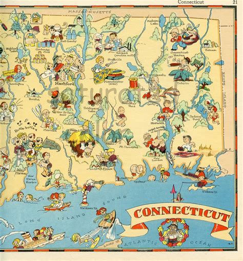 Connecticut Map ORIGINAL 9 X 13 Vintage 1930s Antique Picture - Etsy