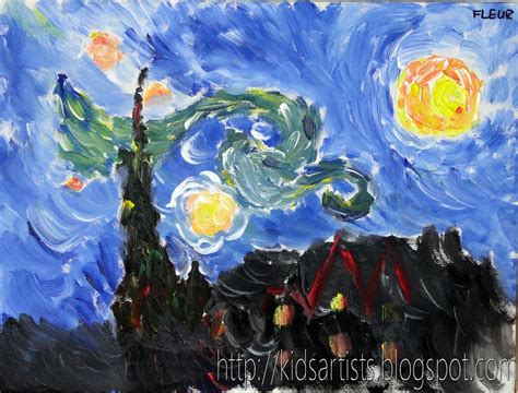 Kids Artists: Starry night, like Vincent van Gogh