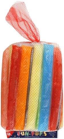 Fun Pops Assorted Fruit Flavored Freezable Beverages - 36 ea, Nutrition ...