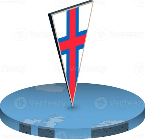 Faroe Islands flag and map in isometry 41281118 PNG