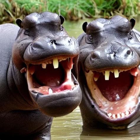 scary human-hippopotamus hippo teeth slay | OpenArt