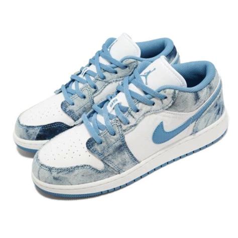 Pre-owned Nike Air Jordan 1 Low Gs Washed Denim Blue White Aj1 Junior Kids Shoe Dm8947-100 ...