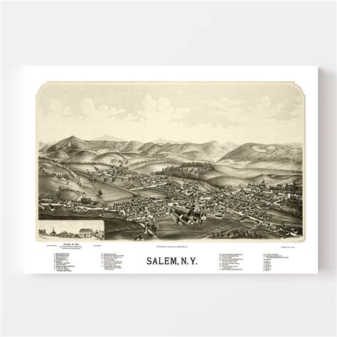 Vintage Map of Salem, New York 1889 by Ted's Vintage Art