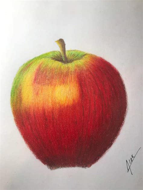 A quick colored pencil Apple drawing. Using Prismacolor | Drawing Amino