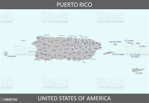 Puerto Rico Counties Map Stock Illustration - Download Image Now ...