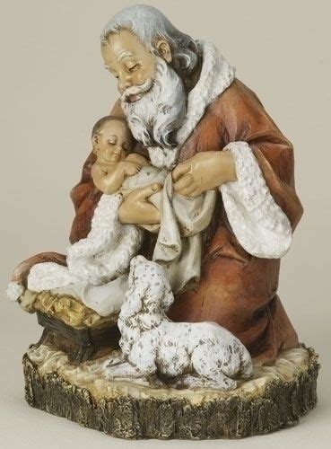 Santa Holding Baby Jesus Figurine | Kneeling santa, Christmas jesus ...