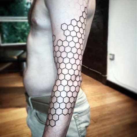 80 Honeycomb Tattoo Designs For Men - Hexagon Ink Ideas