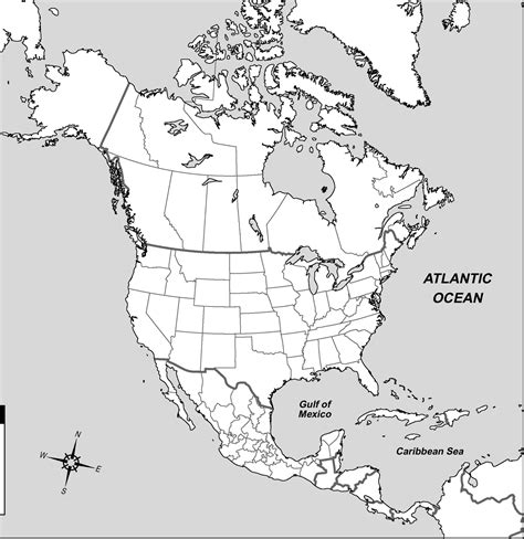 Blank Printable Map Of North America