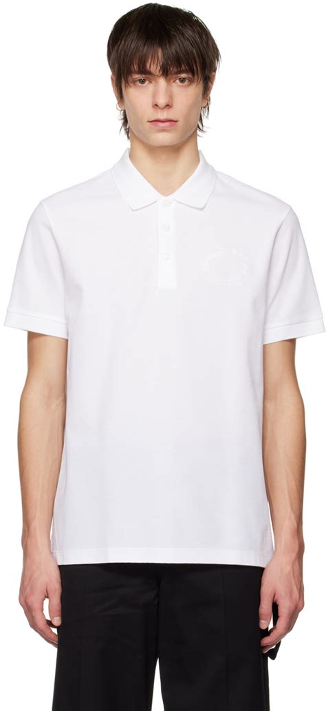 Burberry: White Embroidered Polo | SSENSE Canada