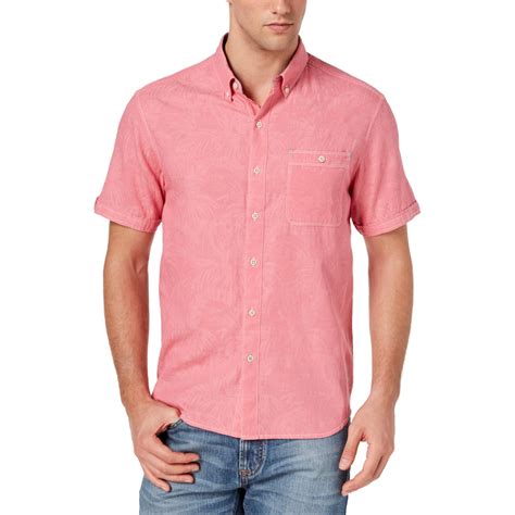 Tommy Bahama - Tommy Bahama Mens Fronds Jacquard Button Up Shirt, pink ...